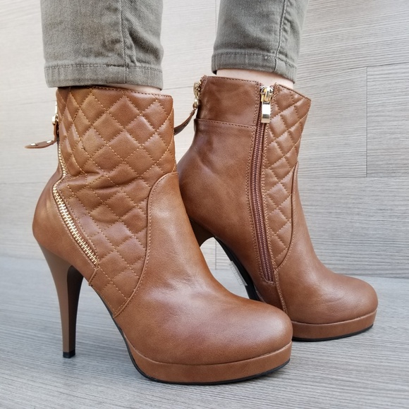 Platform High Heel Ankle Boots Fur inside-BB - Picture 2 of 8